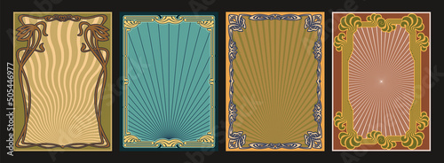 Art Nouveau Decorative Modern Frames. 1920s Retro Style Backgrounds set