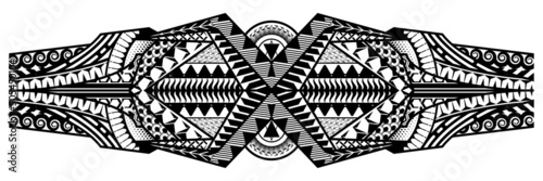 Tribal art tattoo sleeve in polynesian style border photo