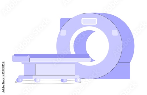 Concept of medical content. Flat vector illustration with magnetic resonance imaging machine. MRT