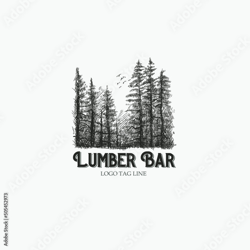 Lumber bar logo hand drawn