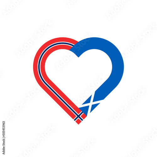 unity concept. heart ribbon icon of norway and scotland flags. vector illustration isolated on white background