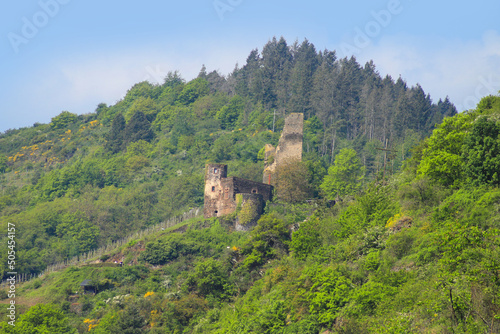 View to the Coraidelstein castle ruins in Rhineland-Palatinate - Germany photo