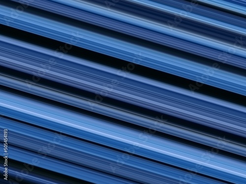 patterns of many bright blue rectangular steel bars viewed from the ends slanting lines