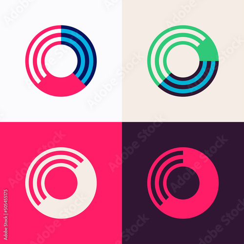 O letter logo set made of overlapping lines.