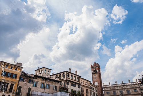 View of Gardello Tower in Verona "Piazza delle Erbe", Veneto, Italy, Europe, World Heritage Site
