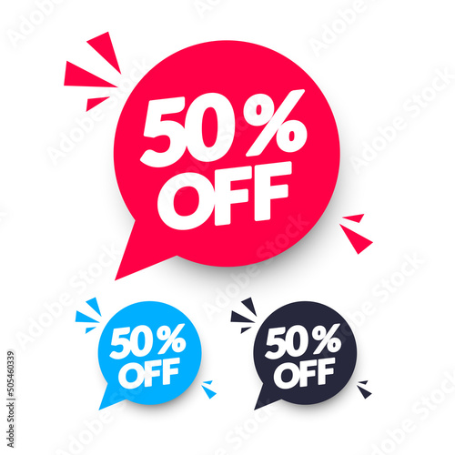 Modern Speech Bubble Set With Text 50 Percent Off