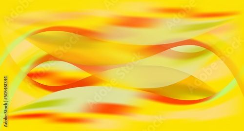 Abstract yellow wavy background. Pearl shiny backdrop. Luxury digital screen. Hot color gradient. Summer banner, poster or template for mobile app. Modern pop art wallpaper. Textured colorful effect.
