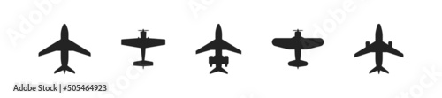 Plane icon top view. Flat airplane icon set. Vector airplane symbols. Vector isolated design element. photo