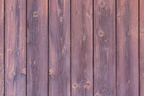 Wall of wooden brown older planks vertically.