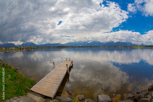 Lake Hopfensee near Fuessen - View of Allgaeu Alps, Bavaria, Germany - paradise travel destination photo