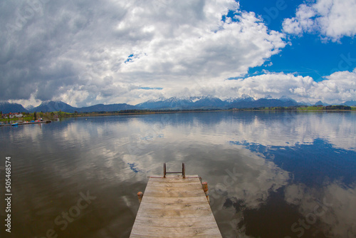 Lake Hopfensee near Fuessen - View of Allgaeu Alps, Bavaria, Germany - paradise travel destination photo