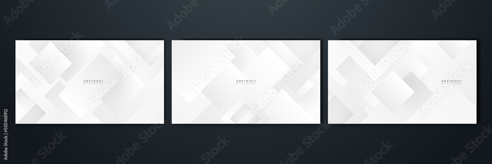 Set of modern white grey abstract background banner. Vector abstract graphic design banner pattern presentation background web template.