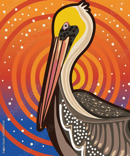 Pelican aboriginal artwork - Vector