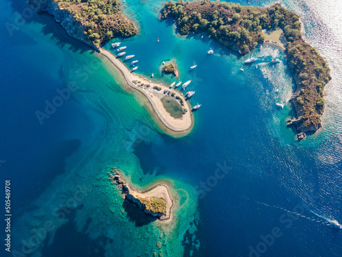 Göcek Yassıca Islands shot with drone from above Göcek, Muğla - Turkey
