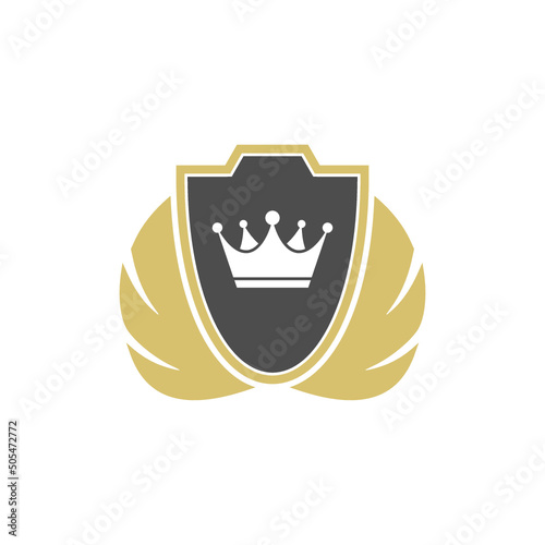 Shield wing crown emblem badge icon isolated on white background