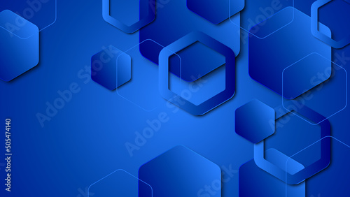 Blue abstract vector long banner. Business minimal gradient background with circles and copy space for text. Social media, facebook header