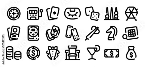 Casino and gambling icon set (Soft bold line version)