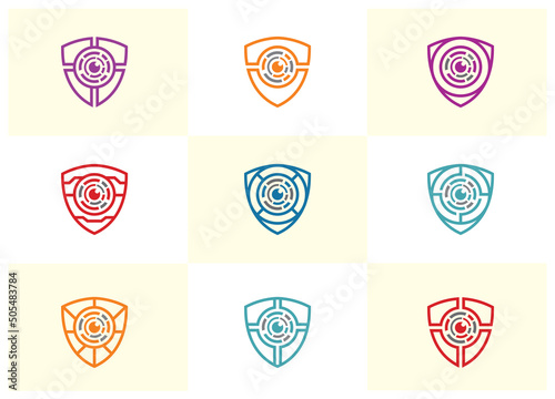Cyber Security Shield logo brand design [vector]