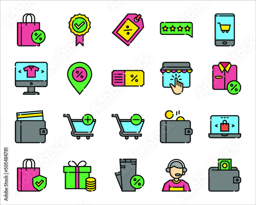 Vector illustration of e-commerce icons on an isolated background