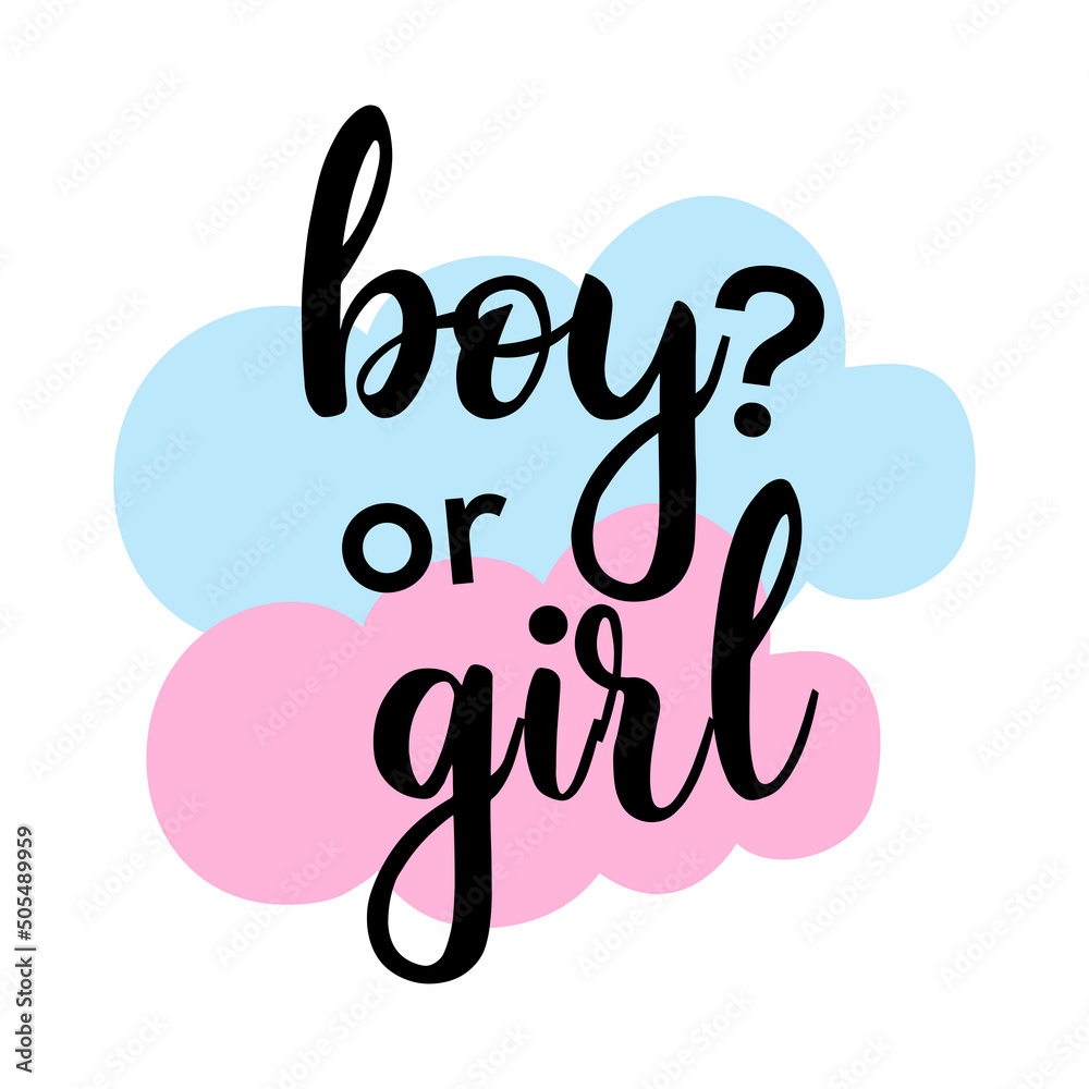 Vettoriale Stock Boy or girl? Gender reveal party card, banner vector  element design