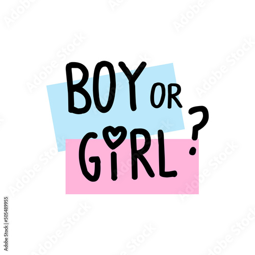 Boy or girl? Gender reveal party card, banner vector element  design