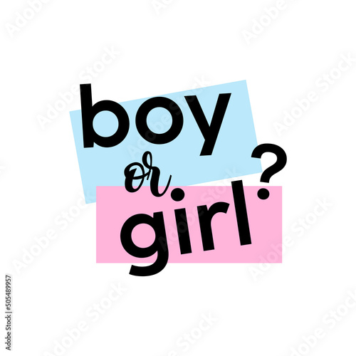 Boy or girl? Gender reveal party card, banner vector element  design