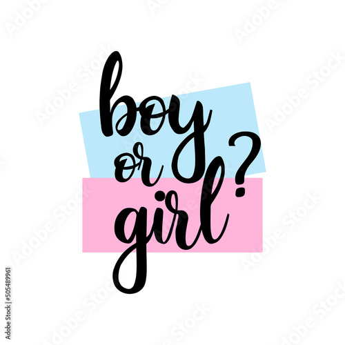 Boy or girl? Gender reveal party card, banner vector element  design