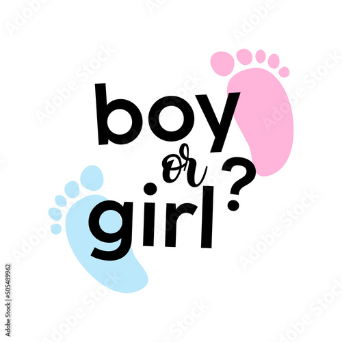Boy or girl? Gender reveal party card, banner vector element  design