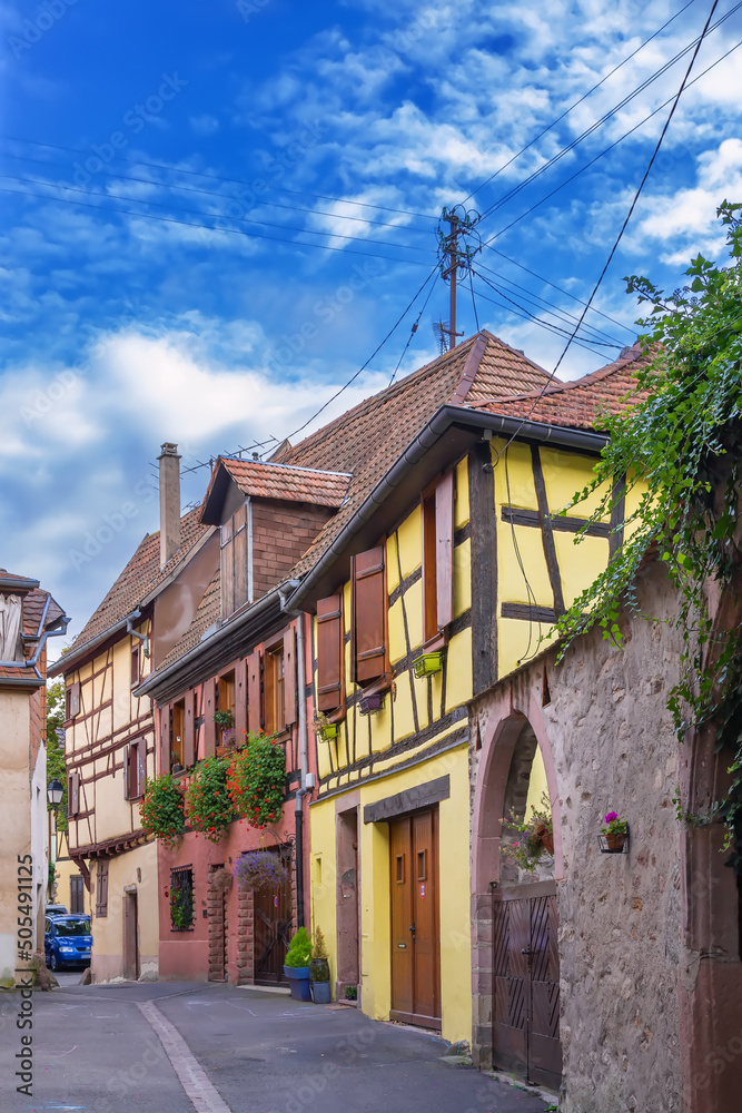 Street in Ribeauville, Alsace, France