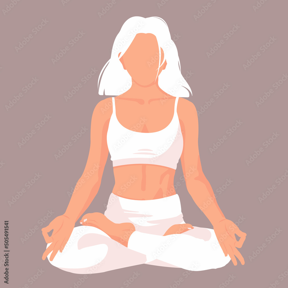 woman doing yoga exercise. faceless.white woman doing yoga exercise. faceless.white