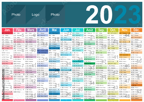 Calendrier 2023 Format A3 - pour entreprise avec logo sur 12 mois - multicaque - modifiable