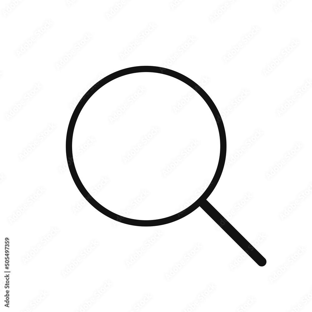 Black magnifying glass isolated icon. Search magnifier outline. Linear loupe isolated on white - obrazy, fototapety, plakaty 
