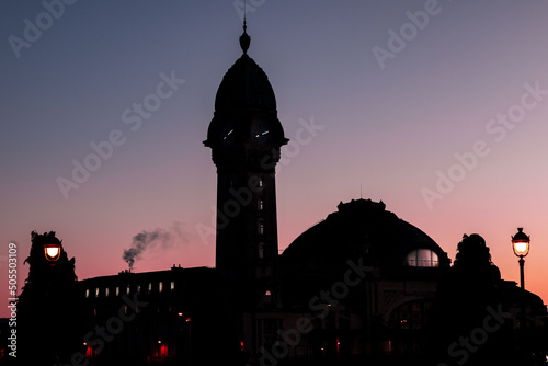 Silhouette of the Gare de Limoges a night photo