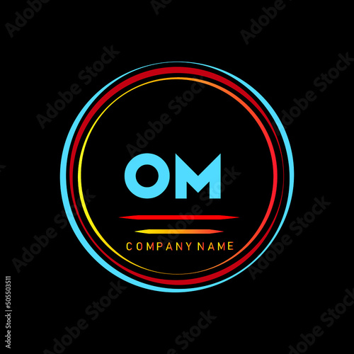 OM ,O M letter logo design with Circle, round shape, OM alphabet logo design monogram, OM vector logo template with red color, OM logo simple, elegant, luxurious logo