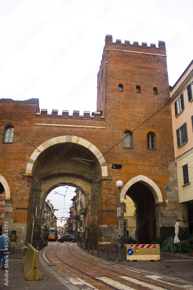 Antica Porta Ticinese is one of the two medieval gates of Milan Stock