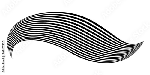 Waving flag as a brush stroke with zebra texture. Vest striped with fabric Black and white stripes curved in a bizarre way with waves curving along the trajectory