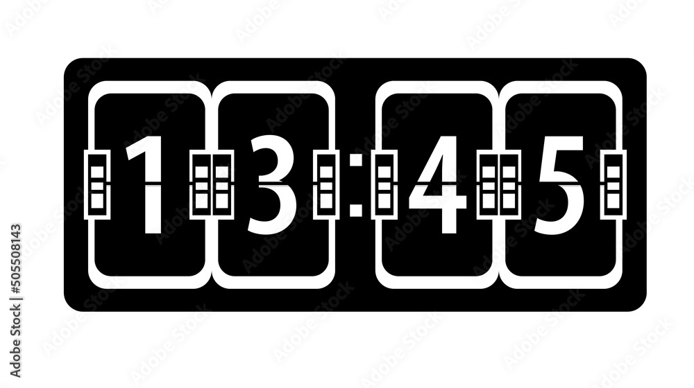 Flip digits clock. Turning over time indicator. Inrerior simple style detailed logo vector illustration isolated. Countdown device. Judgment Day Watch Flip digits clock. Turning over time indicator. Inrerior simple style detailed logo vector illustration isolated. Countdown device. Judgment Day Watch