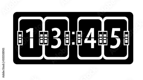 Flip digits clock. Turning over time indicator. Inrerior simple style detailed logo vector illustration isolated. Countdown device. Judgment Day Watch