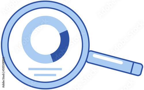 Financial accounting and work with statistics concept. Business process diagram under magnifier. Data analysis, audit, project management, marketing research concept. Analytics for graphs and charts