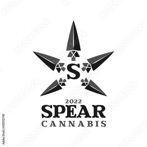 Spear Arrowhead Cannabis Leaf CBD Hemp Pot CBD With Initial S Logo Design