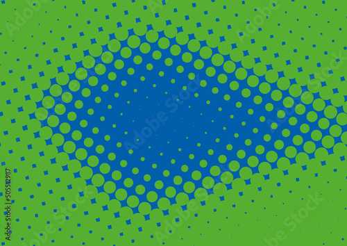 Fun blue and green dotted pop art background in retro comics style, vector