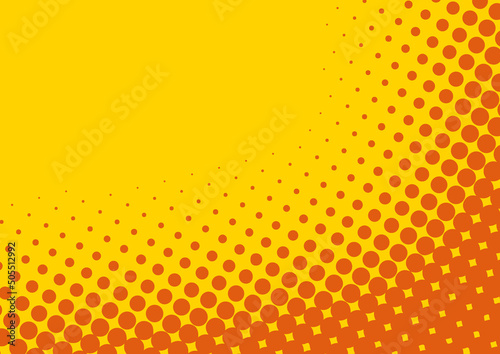 Superhero fun pop art background yellow and orange colors in retro comics style, vector