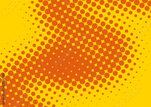 Yellow and orange pop art background with dots design in retro comics book style