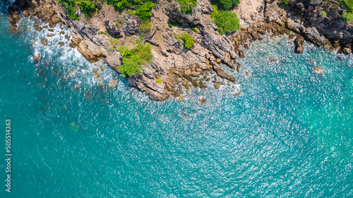 View of island from drone angle,Chanthaburi province of thailand,High angle of sea