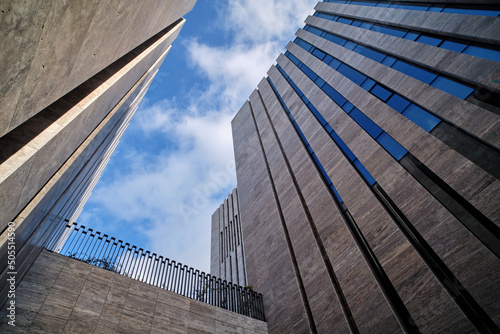 Low Angle Architectural Shot Of Ataturk Cultural Center (Ataturk Kultur Merkezi - AKM), Istanbul, Turkey photo