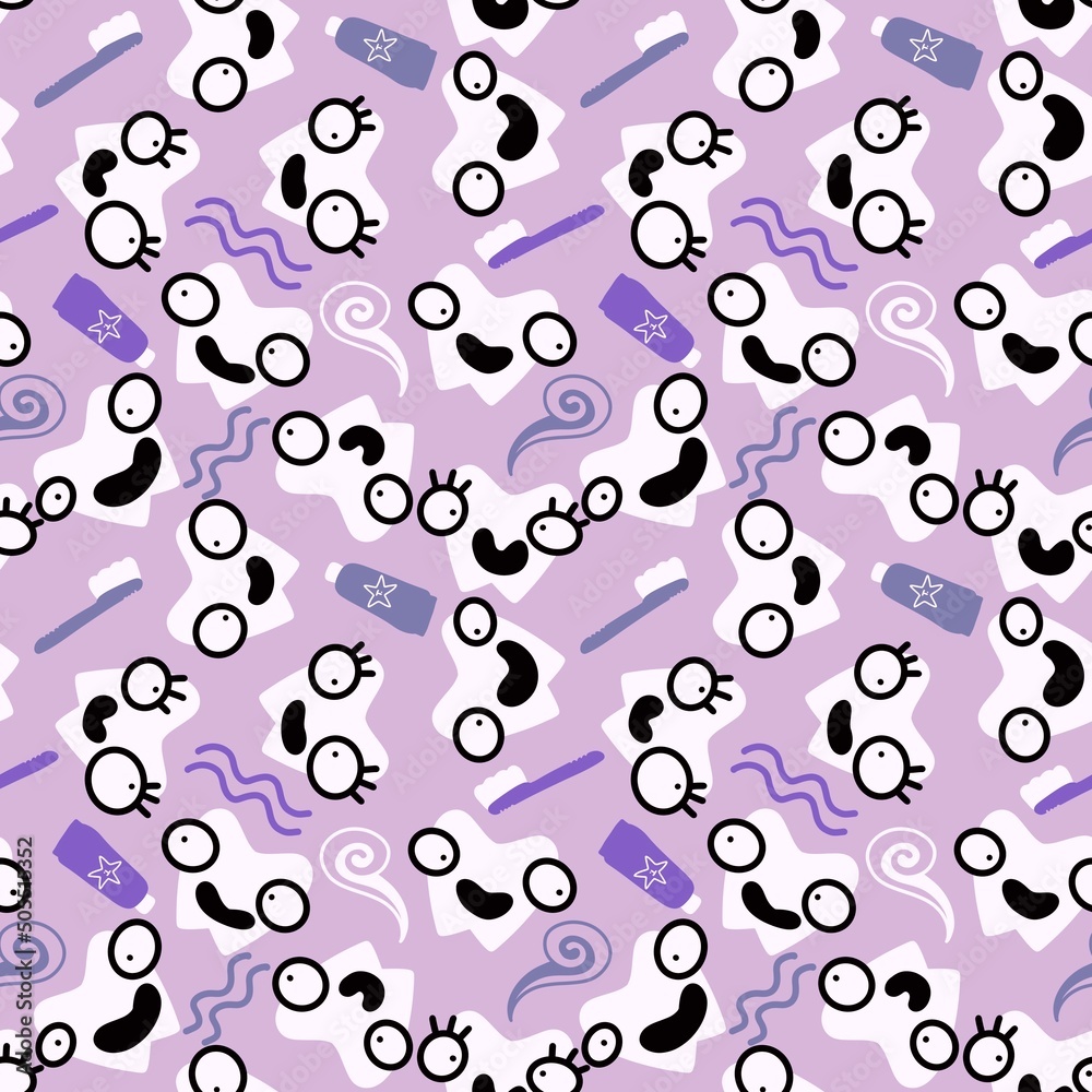 Kids doctors seamless tooth pattern for textiles and packaging and gifts and linens and wrapping paper