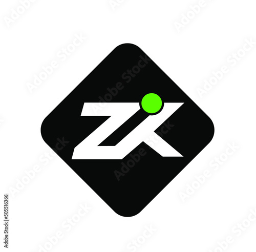 Vector icon of ZIK company name initial letters monogram. ZIK brand on white background photo