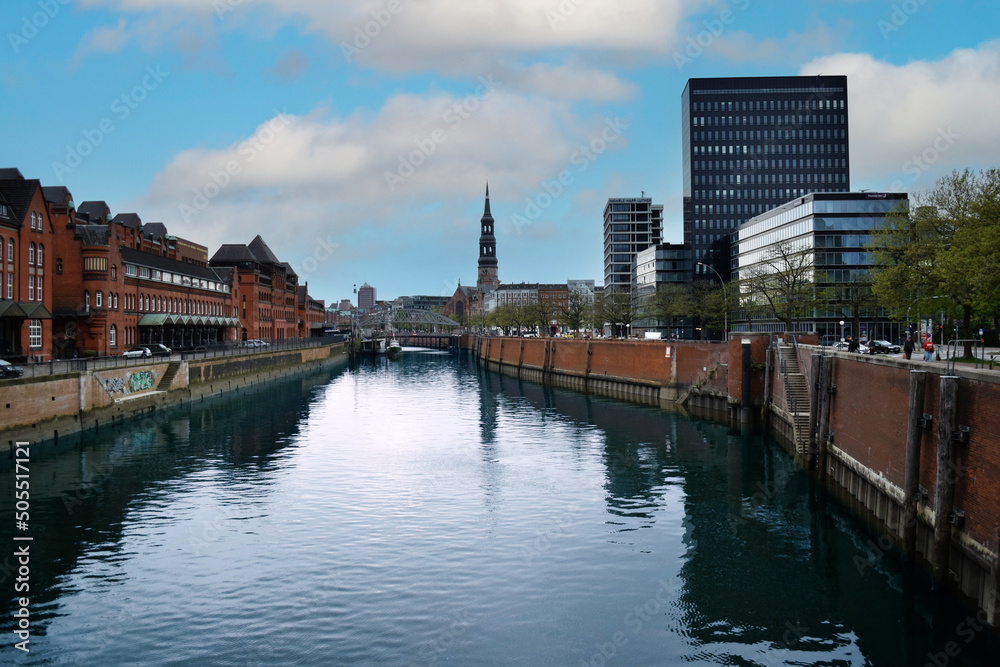 city canal that is near the Der Spiegel building, is in Hamburg