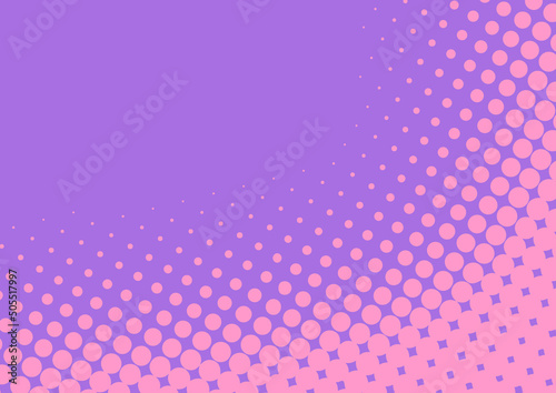 Awesome pink and purple pop art background with dots design in retro comics book style