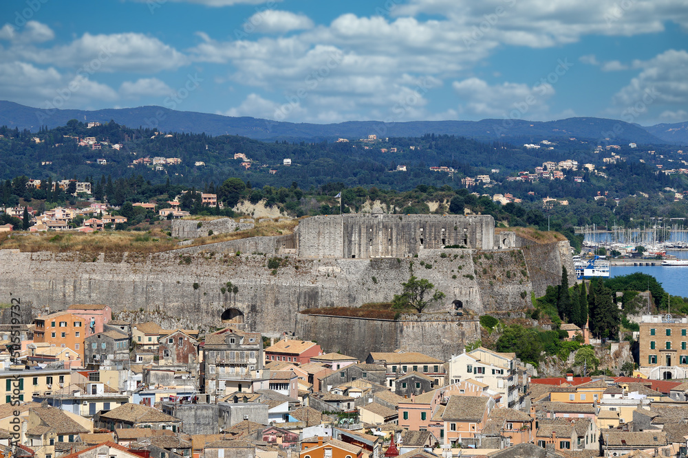 New fort and old Corfu town cityscape